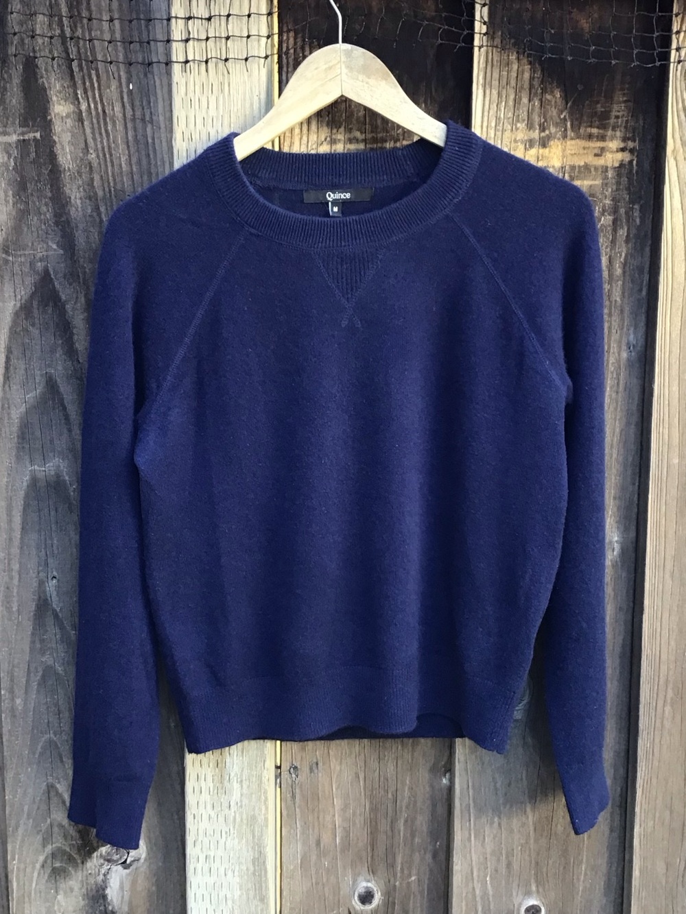 Quince 100% Cashmere Crewneck Sweater Pullover Navy Blue Womens Medium Soft